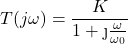 Rendered by QuickLaTeX.com 开始\{对齐*}T (j \ω)= \压裂{K} {1 + \ j{\压裂{\ω}{\ omega_{0}}}}{对齐*}\结束